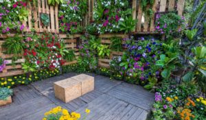 Jardín vertical casero construido con pallets